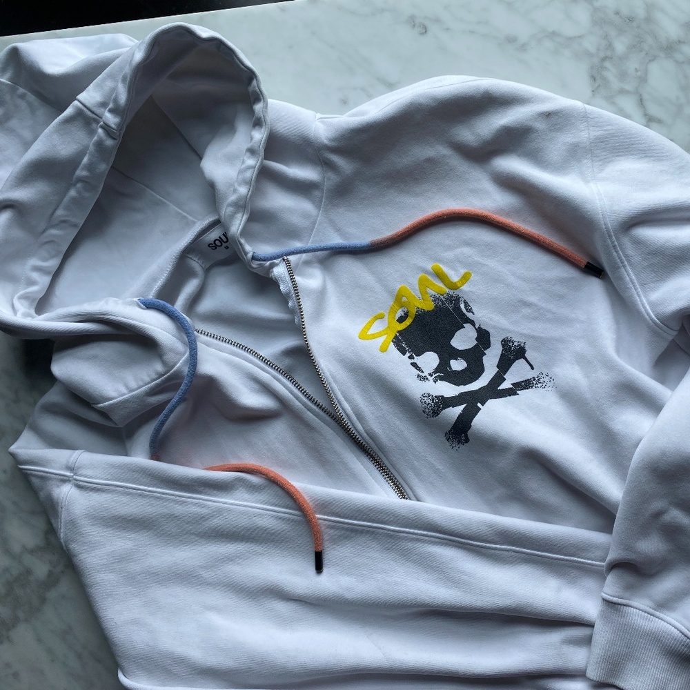 SoulCycle cropped zip up hoodie ombre M USED